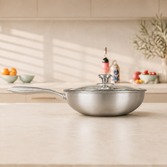 Hammered titanium wok
