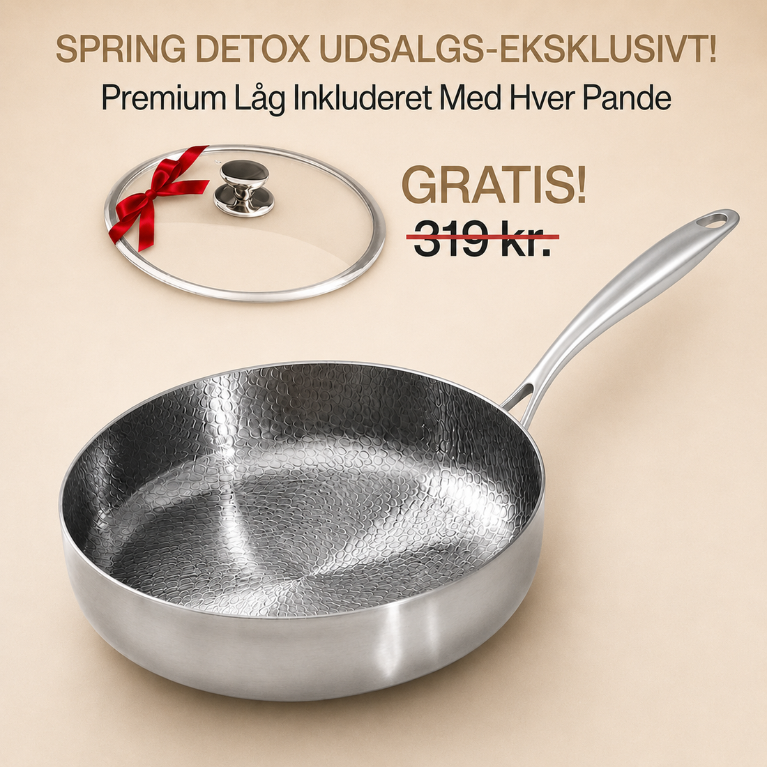 A titanium deep pan with a flat machined base resting on a smooth cooktop