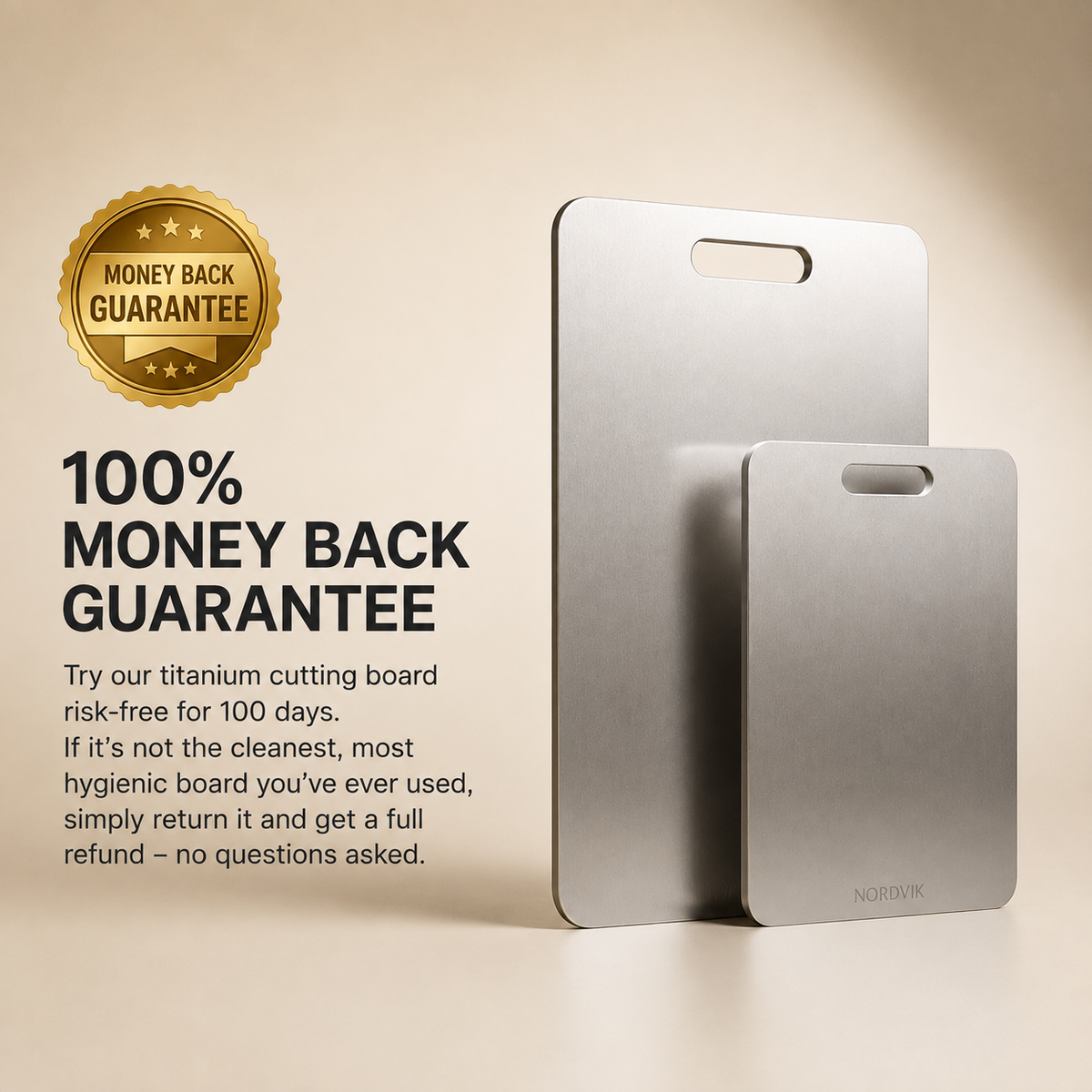 Certified Nordvik® Pure Titanium Cutting Board