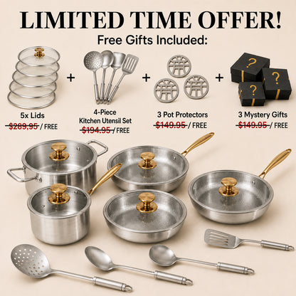 Complete Classic Titanium Cookware Set (20 Pieces)