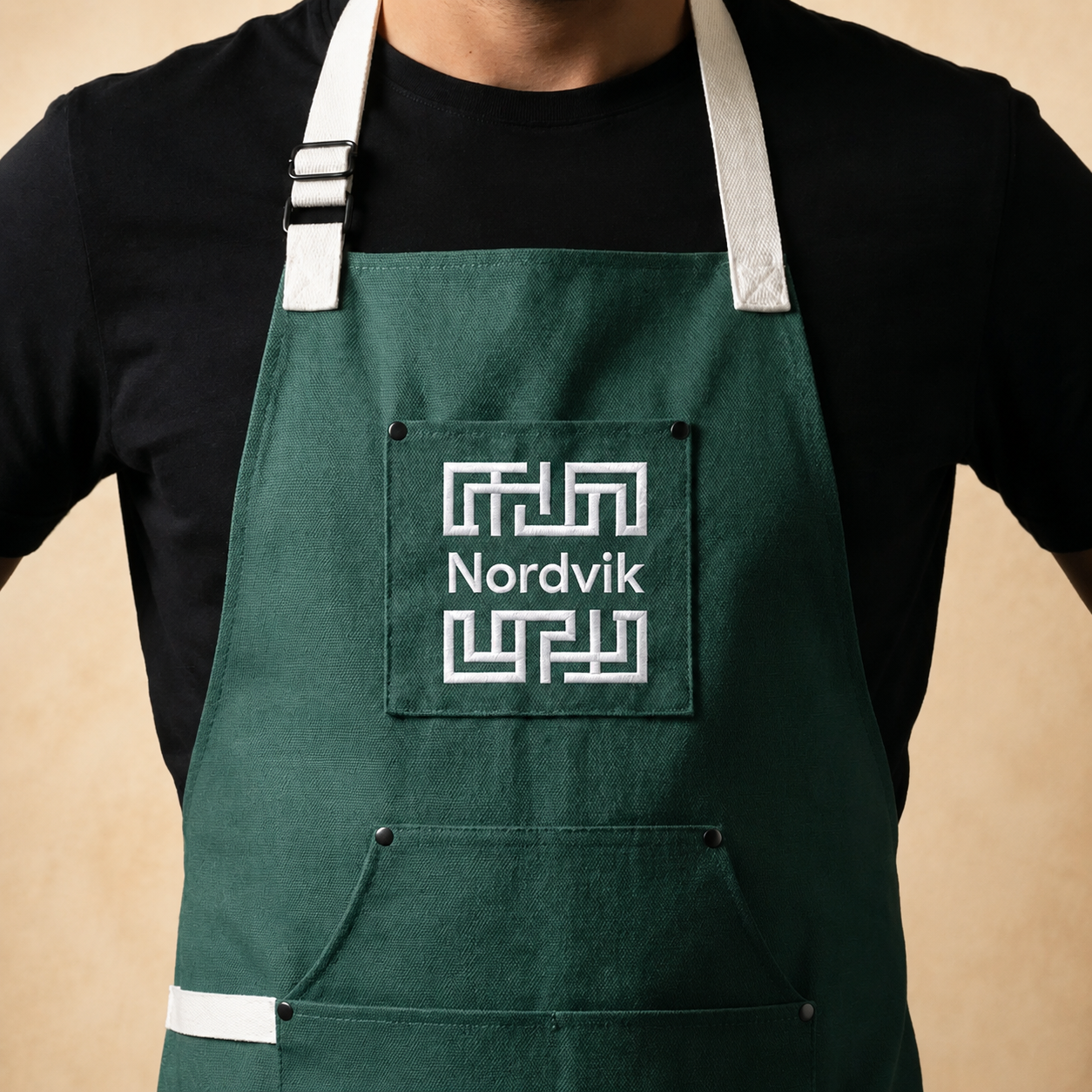 Moss apron worn