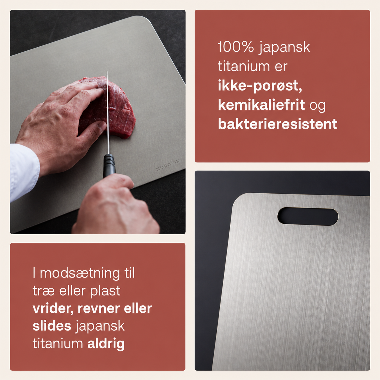 Titanium cutting board in use
