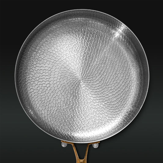 Deep titanium pan top down