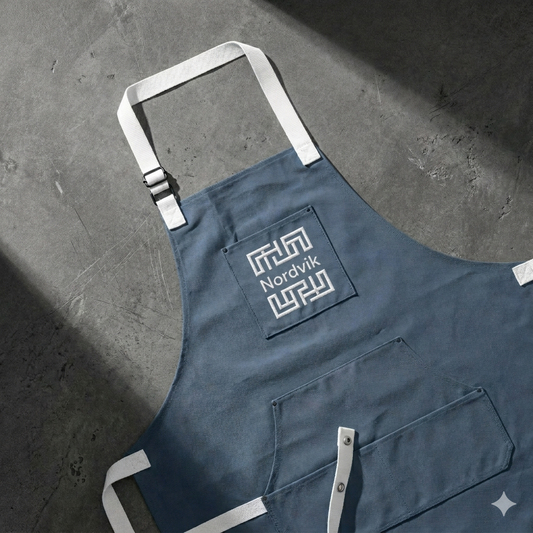 Azure apron detail