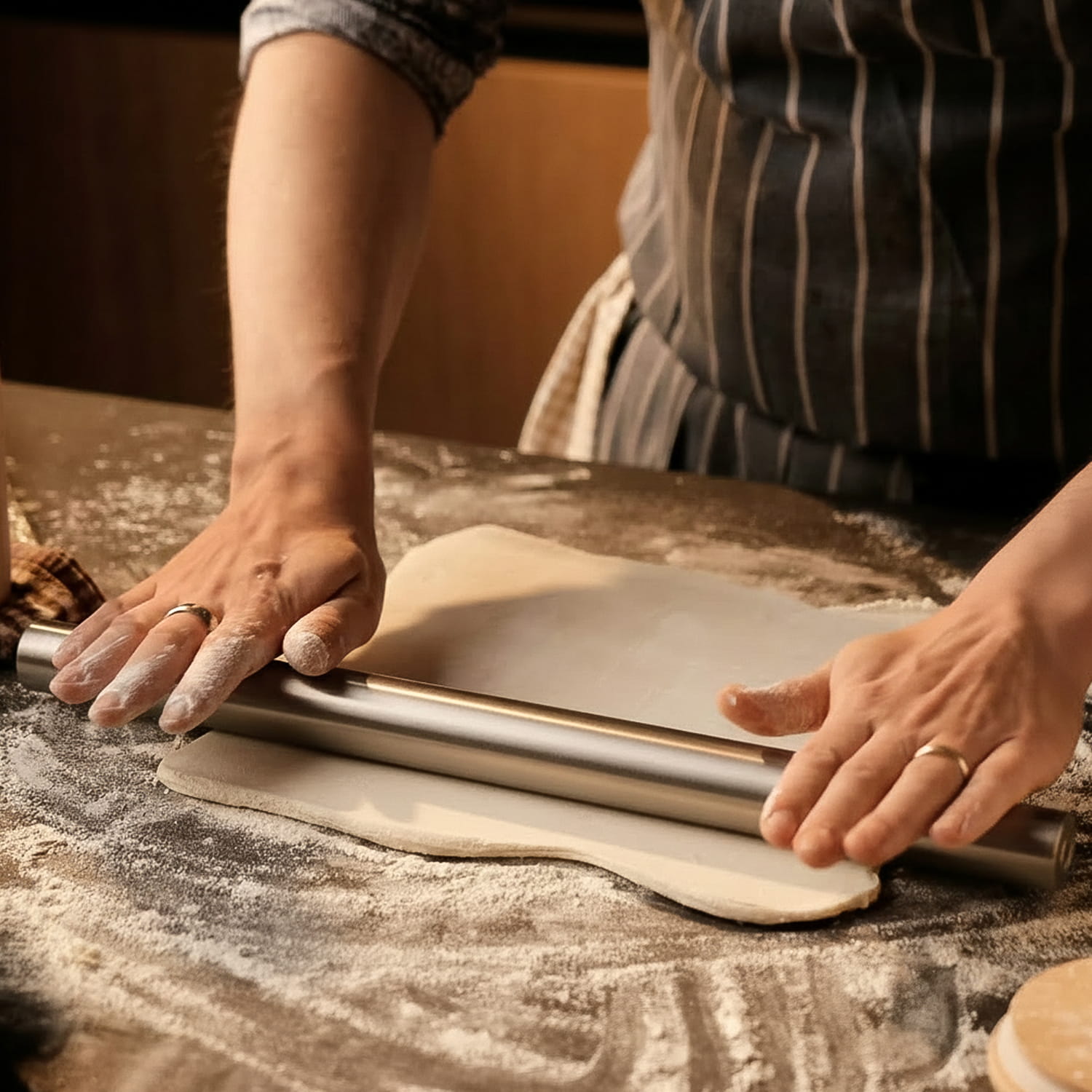 Rolling pin in use
